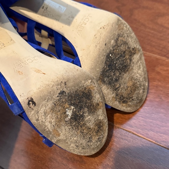 J. Crew Royal electric Blue suede like  Strappy Heels women’s size 9 - Picture 10 of 10